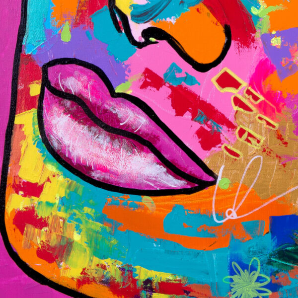 zoom sur la bouche de la reproduction de toile Carnaval