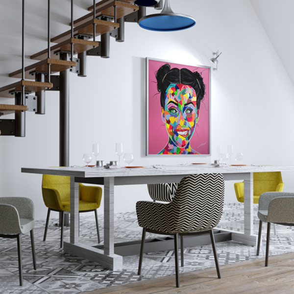 Poster du portrait Gourmandise réalisé par l'artiste peintre rennaise Émilie Grison de Dans les pinceaux d'Émilie en partenariat avec Bumblebee