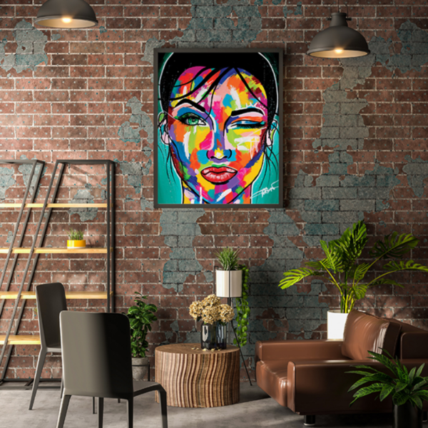 Poster du portrait Let's Play réalisé par l'artiste peintre rennaise Émilie Grison de Dans les pinceaux d'Émilie en partenariat avec Bumblebee