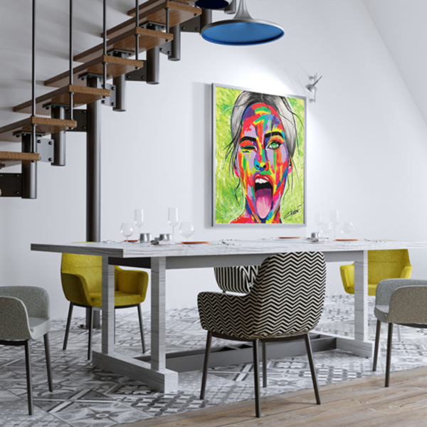 Poster du portrait Sister 1 réalisé par l'artiste peintre rennaise Émilie Grison de Dans les pinceaux d'Émilie en partenariat avec Bumblebee