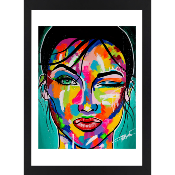 Tirage d'art avec cadre noir de 50X70de la toile LET'S PLAY de l'artiste peintre rennaise Émilie Grison de Dans les pinceaux d'Émilie